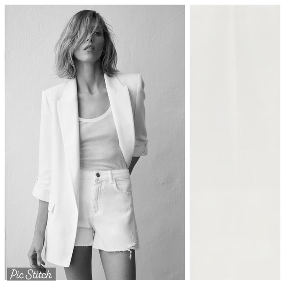 Zara Jackets & Blazers - Zara White Open Front Blazer with Rolled-Up Sleeves. Size S.